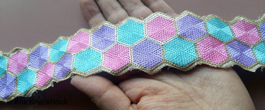 Blue, Pink, Purple And Gold Embroidered Trim